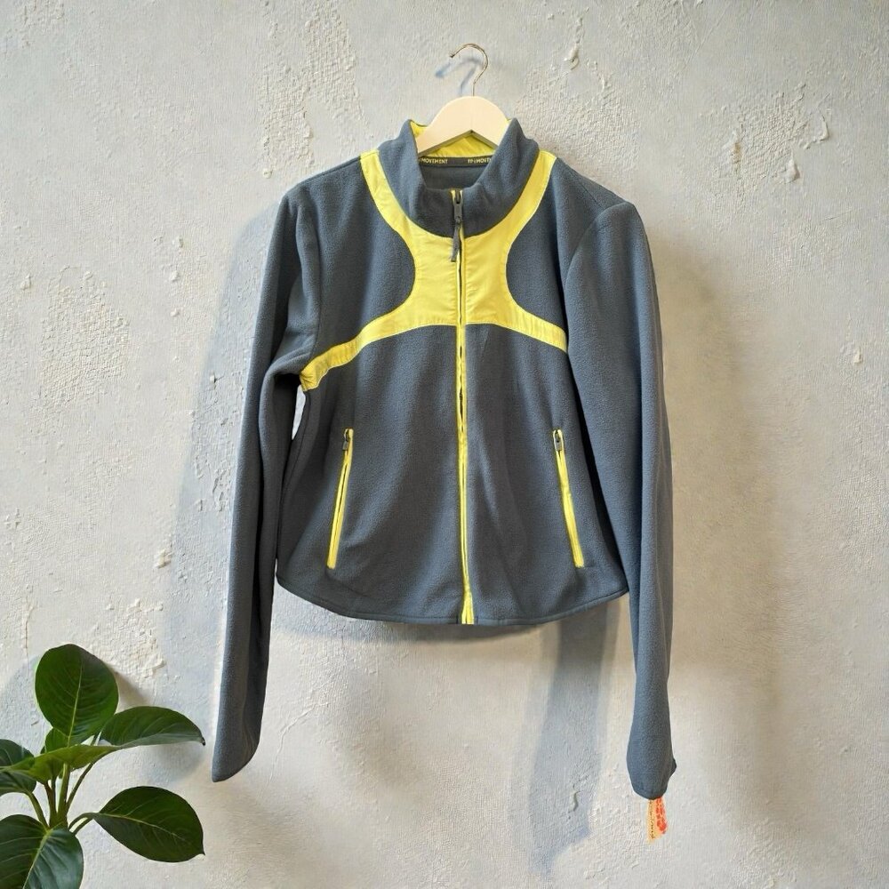 Free People Movement Women’s Zip Up Sweater Blue And Bright Green Size XL NWT